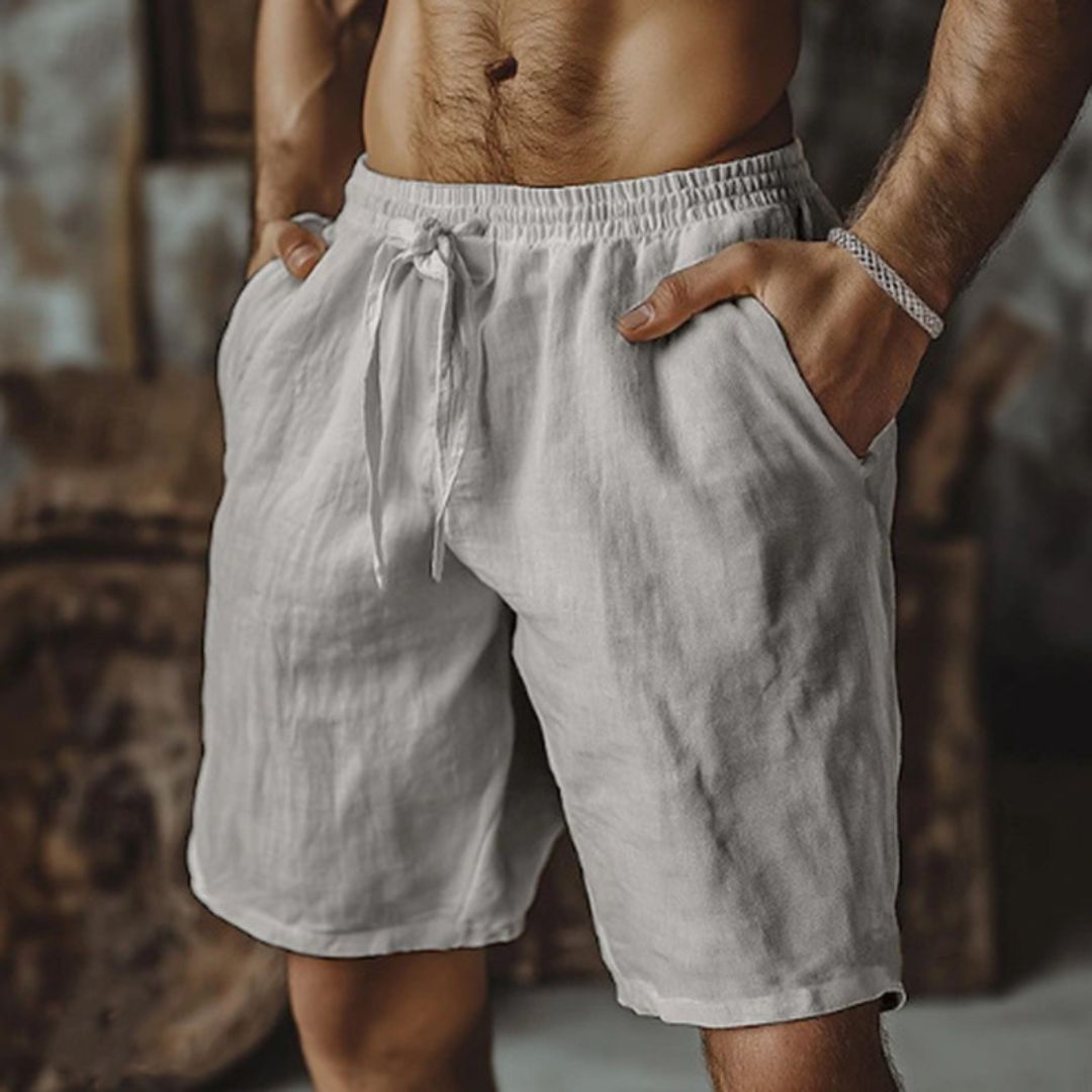 Herold – Herren Leinen-Shorts mit Kordelzug Grau