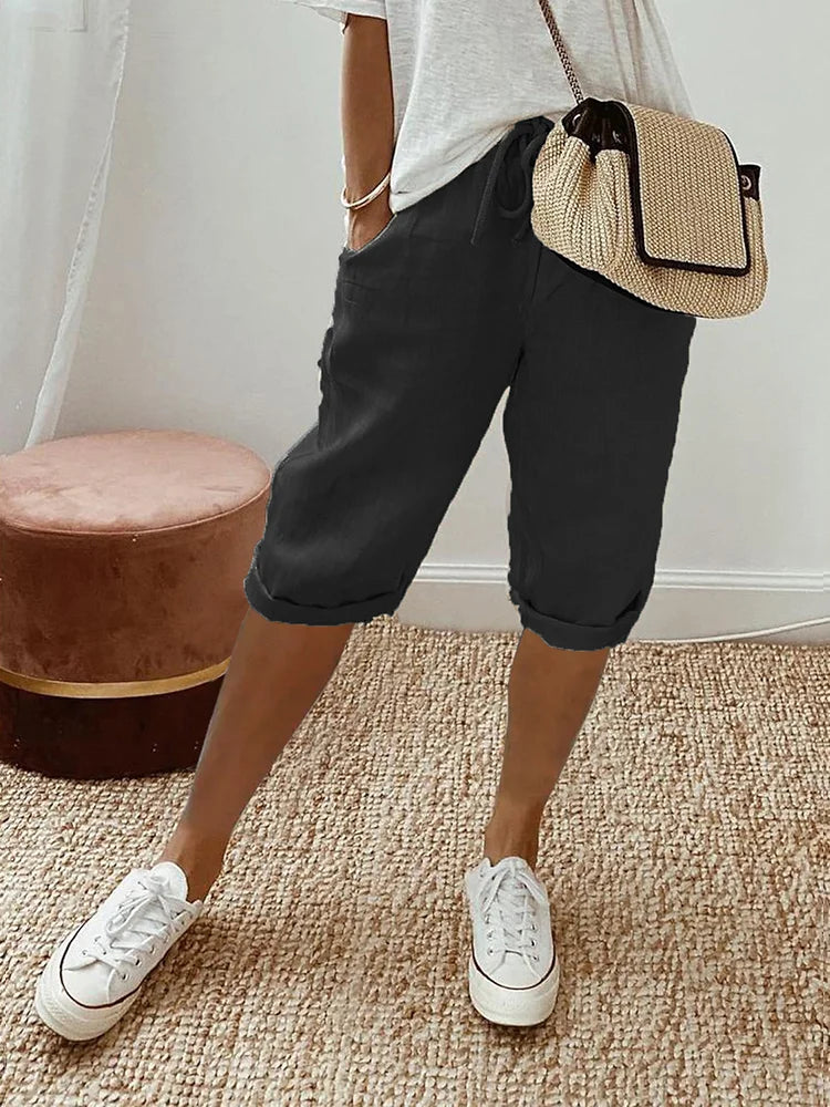 Honora- Lässige Caprihose für Damen Schwarz