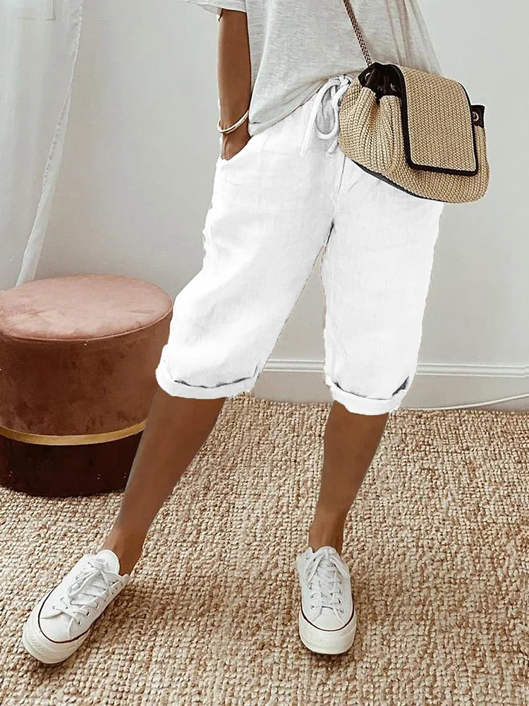 Honora- Lässige Caprihose für Damen Weiß