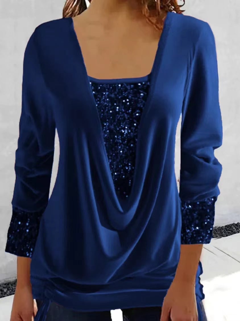 Idalina- Glitzerbluse Blau 1