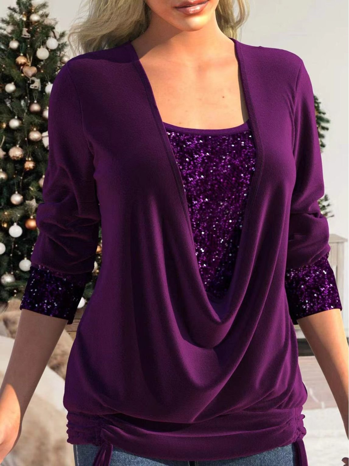 Idalina- Glitzerbluse Lila