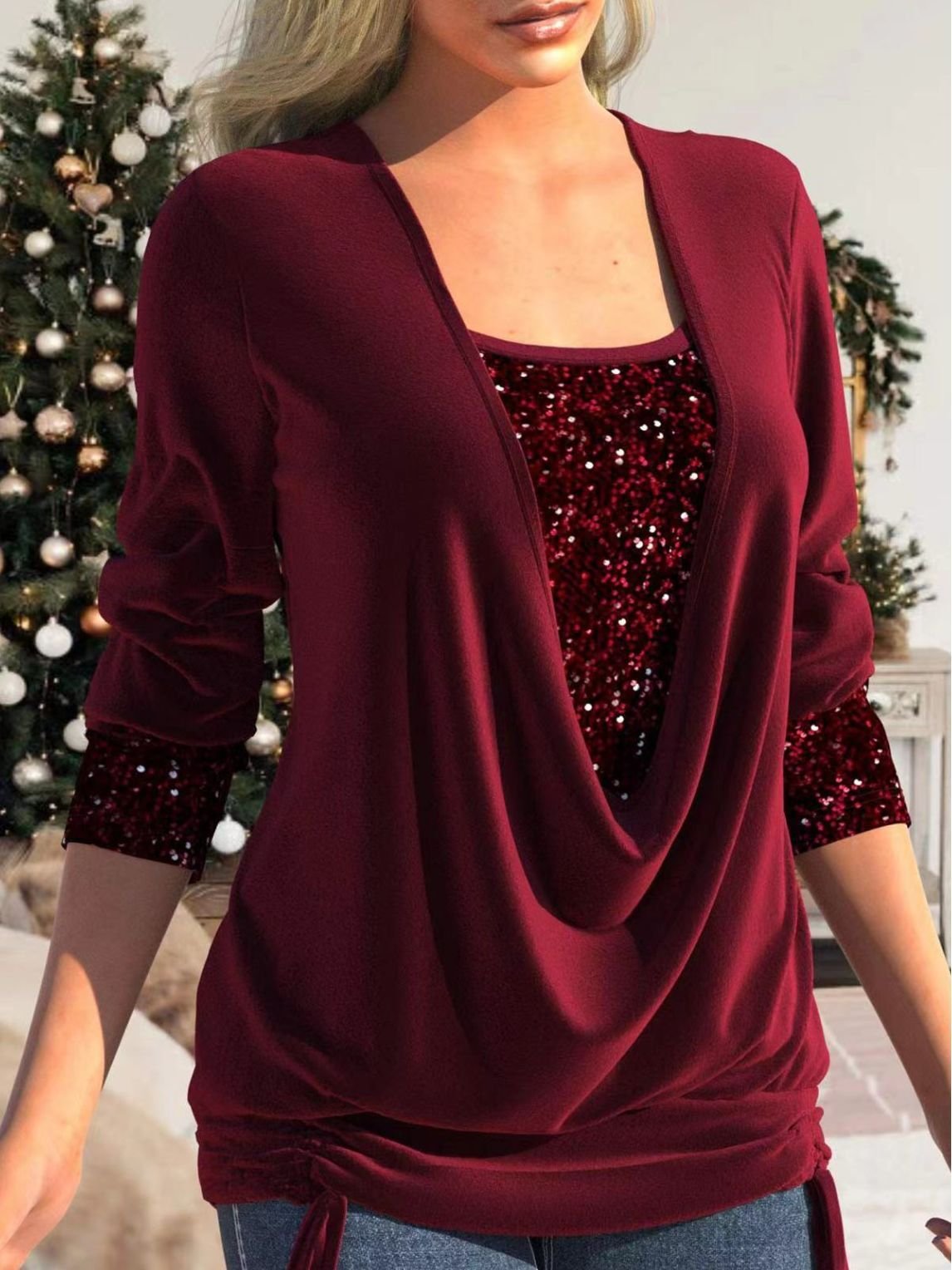 Idalina- Glitzerbluse Rot 1