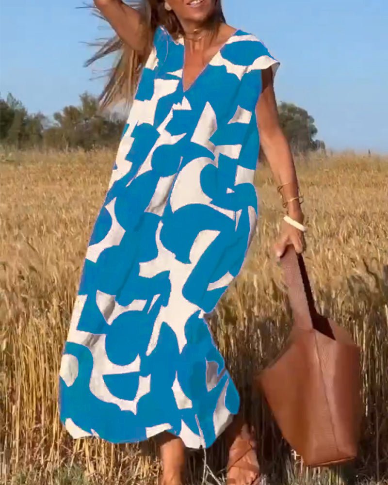 Idette- Maxikleid Casual Eleganz Blau