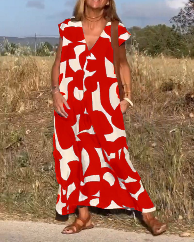 Idette- Maxikleid Casual Eleganz Rot