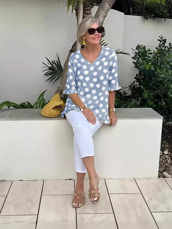 Idunna - Klassische Vintage-Bluse Himmelblau 1