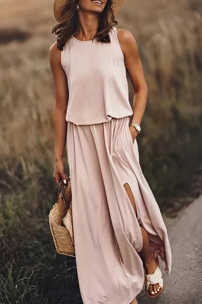 Ignacia- Kleid Rundhalsausschnitt Khaki
