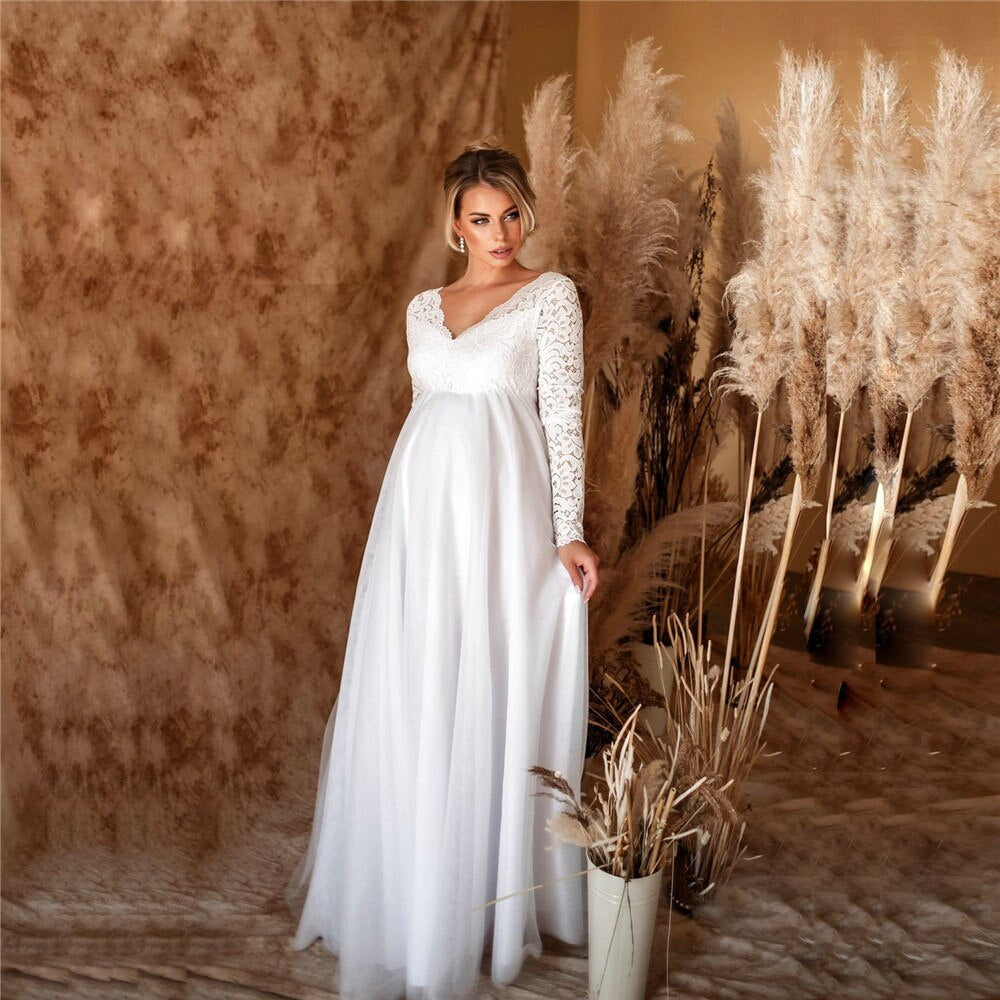 Ilaria - Schwangerschafts-Maxikleid aus Spitze WhiteBliss 1