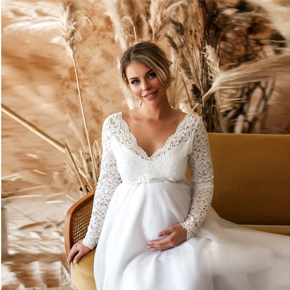Ilaria - Schwangerschafts-Maxikleid aus Spitze WhiteBliss 2