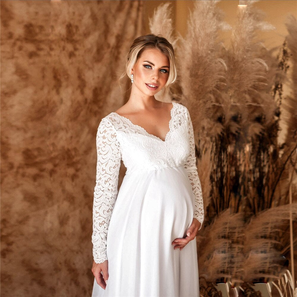Ilaria - Schwangerschafts-Maxikleid aus Spitze WhiteBliss 3