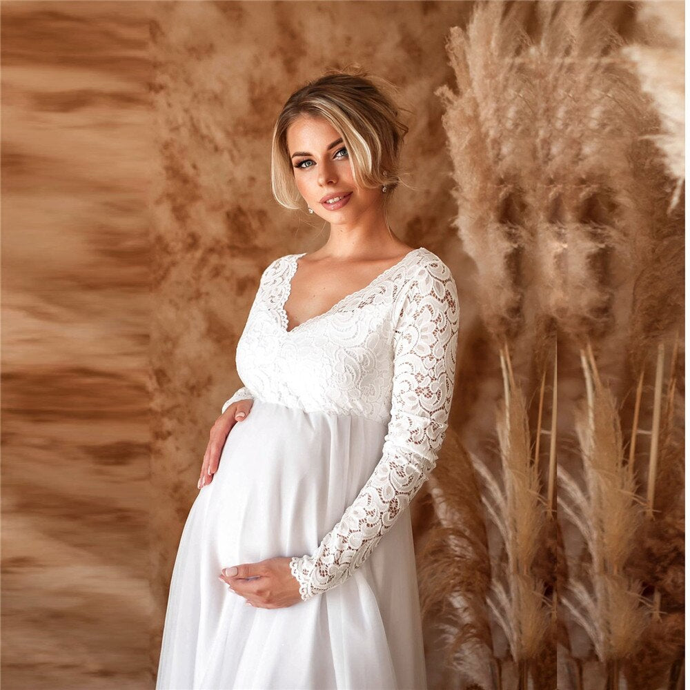 Ilaria - Schwangerschafts-Maxikleid aus Spitze WhiteBliss 4