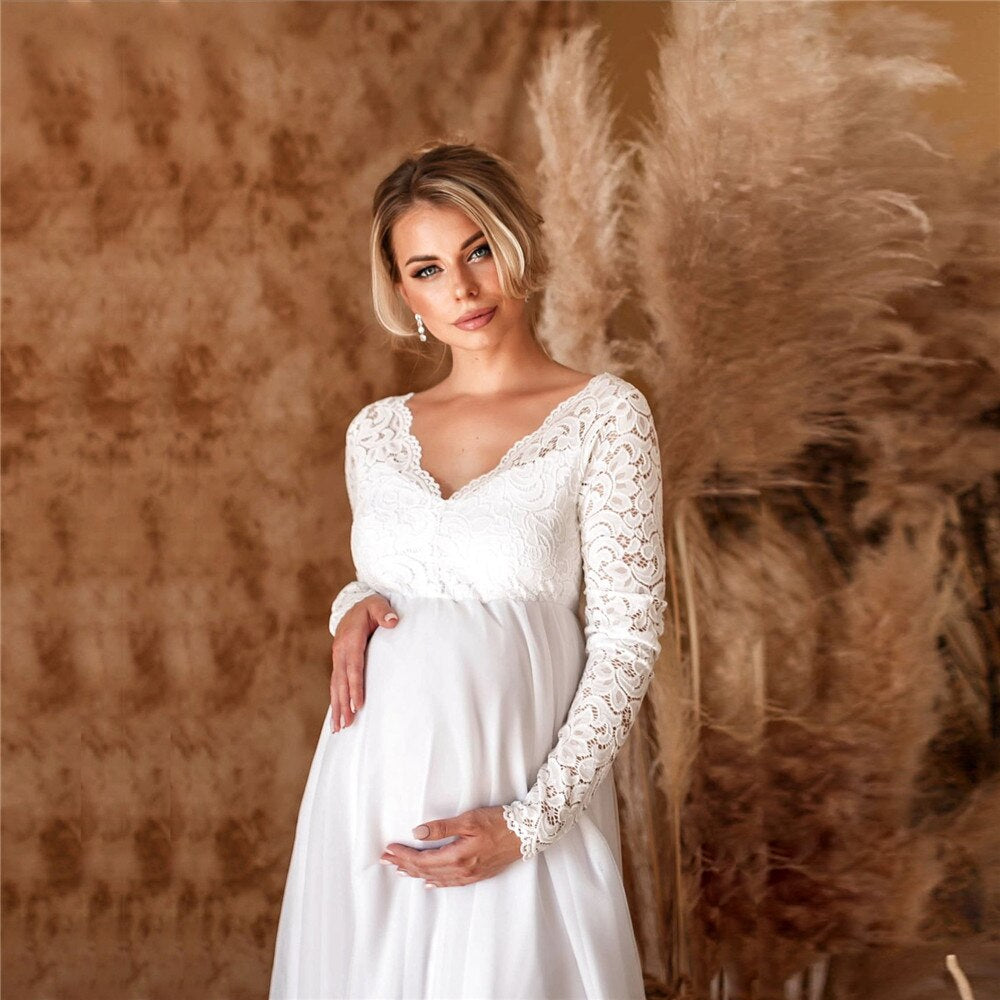 Ilaria - Schwangerschafts-Maxikleid aus Spitze WhiteBliss 5