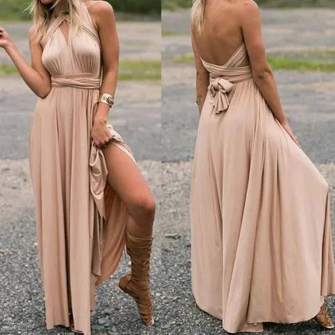 Indira- Wickel Maxikleid Vielseitig Beige