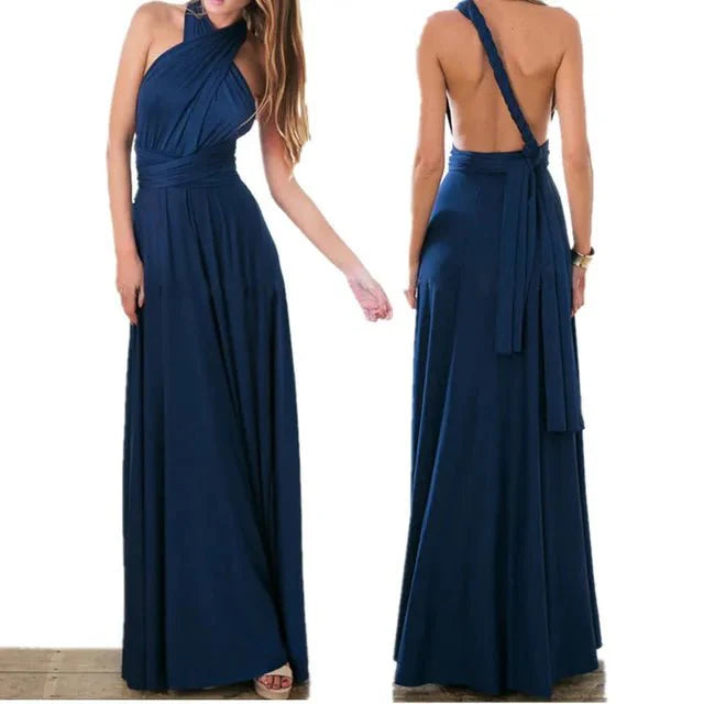 Indira- Wickel Maxikleid Vielseitig Marineblau