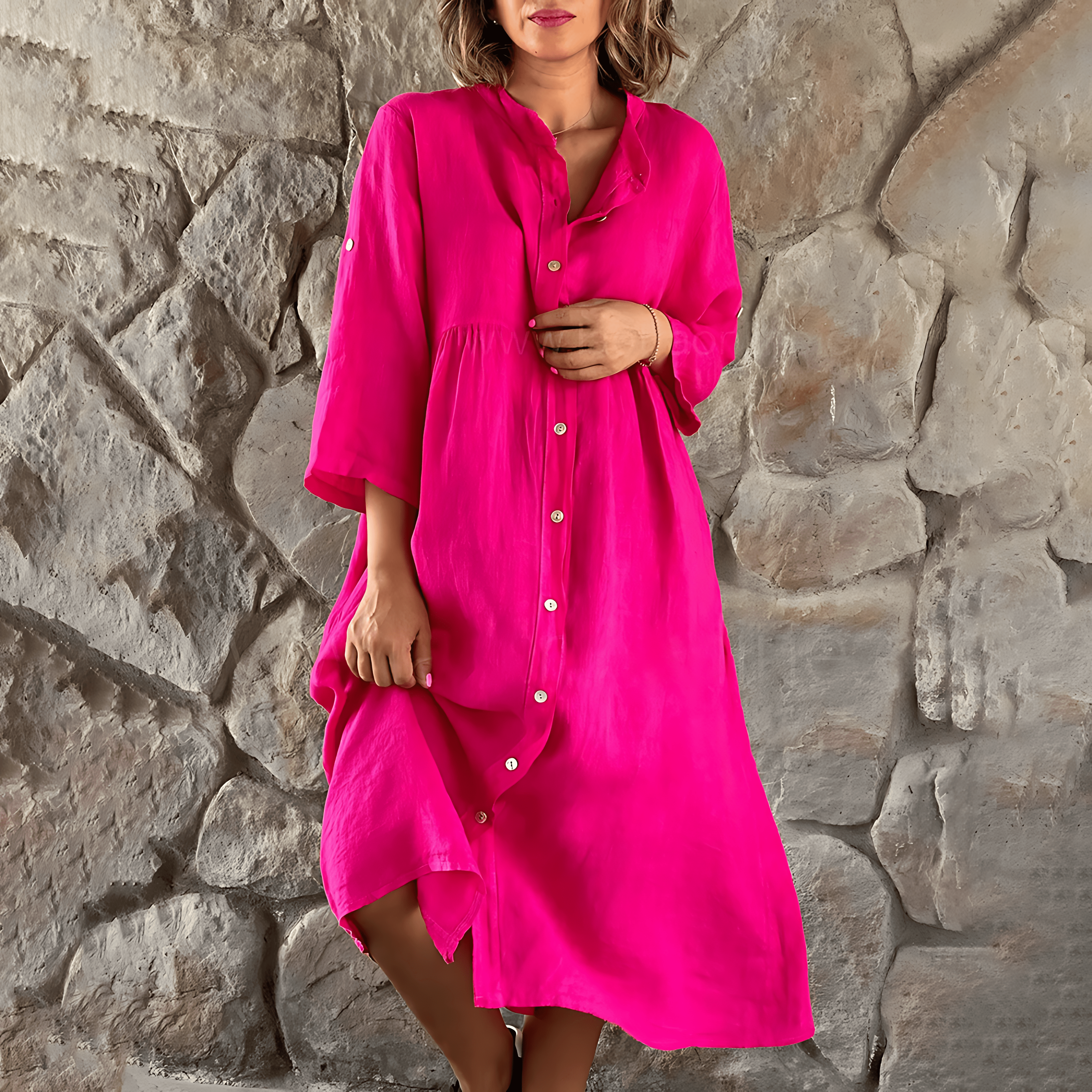 Ines-Sommerkleid mit Knopfleiste Rosa
