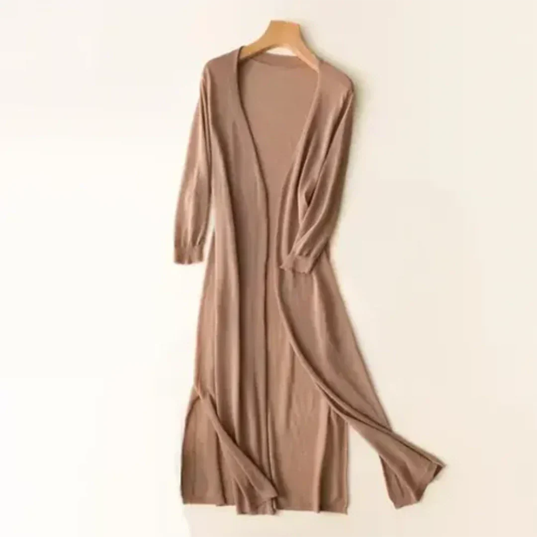 Anna – Stilvolle, Lange Strickjacke Mit Langarm