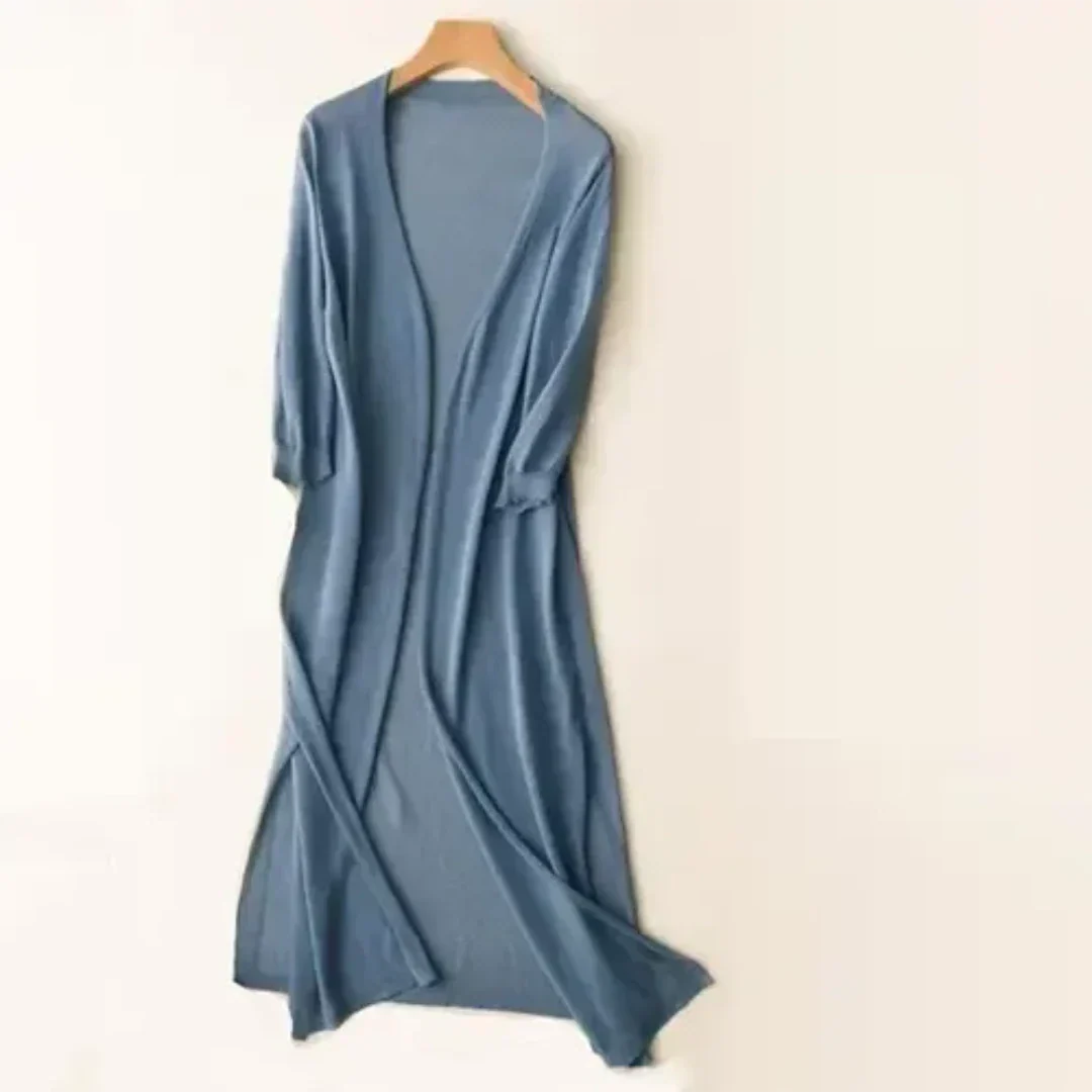 Anna – Stilvolle, Lange Strickjacke Mit Langarm