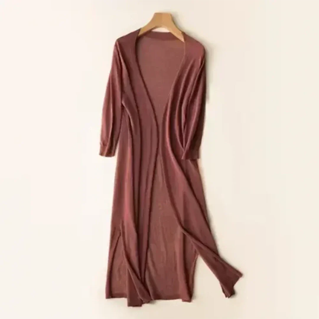 Anna – Stilvolle, Lange Strickjacke Mit Langarm