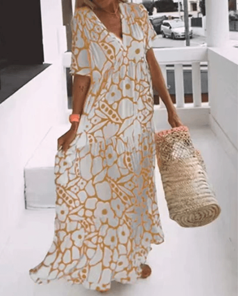 Ineza- Maxi Kleid V-Ausschnitt Orange