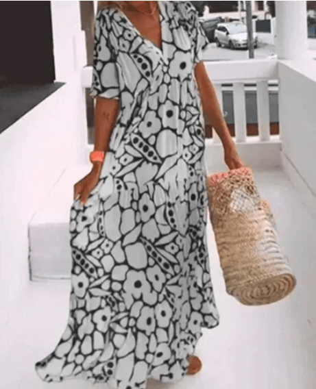 Ineza- Maxi Kleid V-Ausschnitt Schwarz