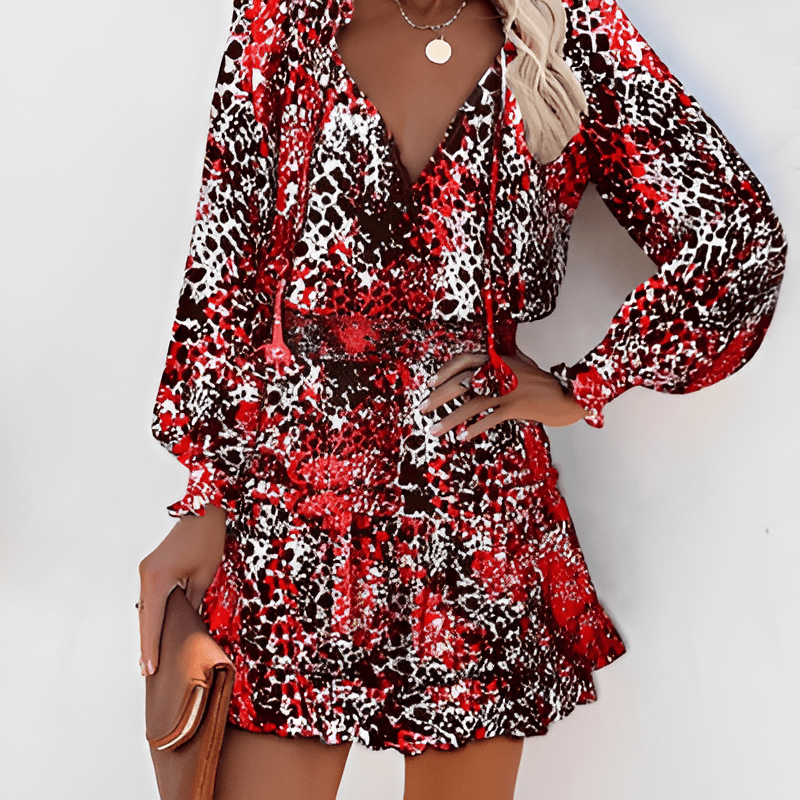 Inka- Chiffon Minikleid Rot
