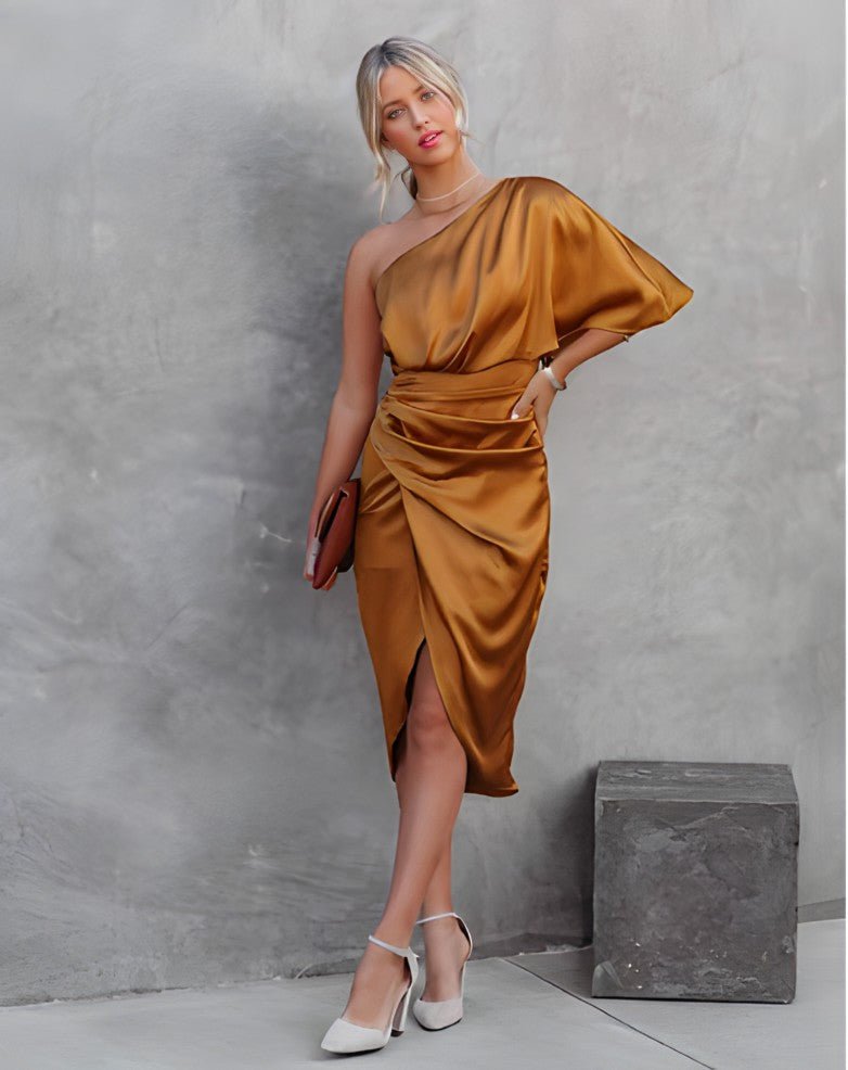 Irene-Einärmeliges Partykleid Orange 1