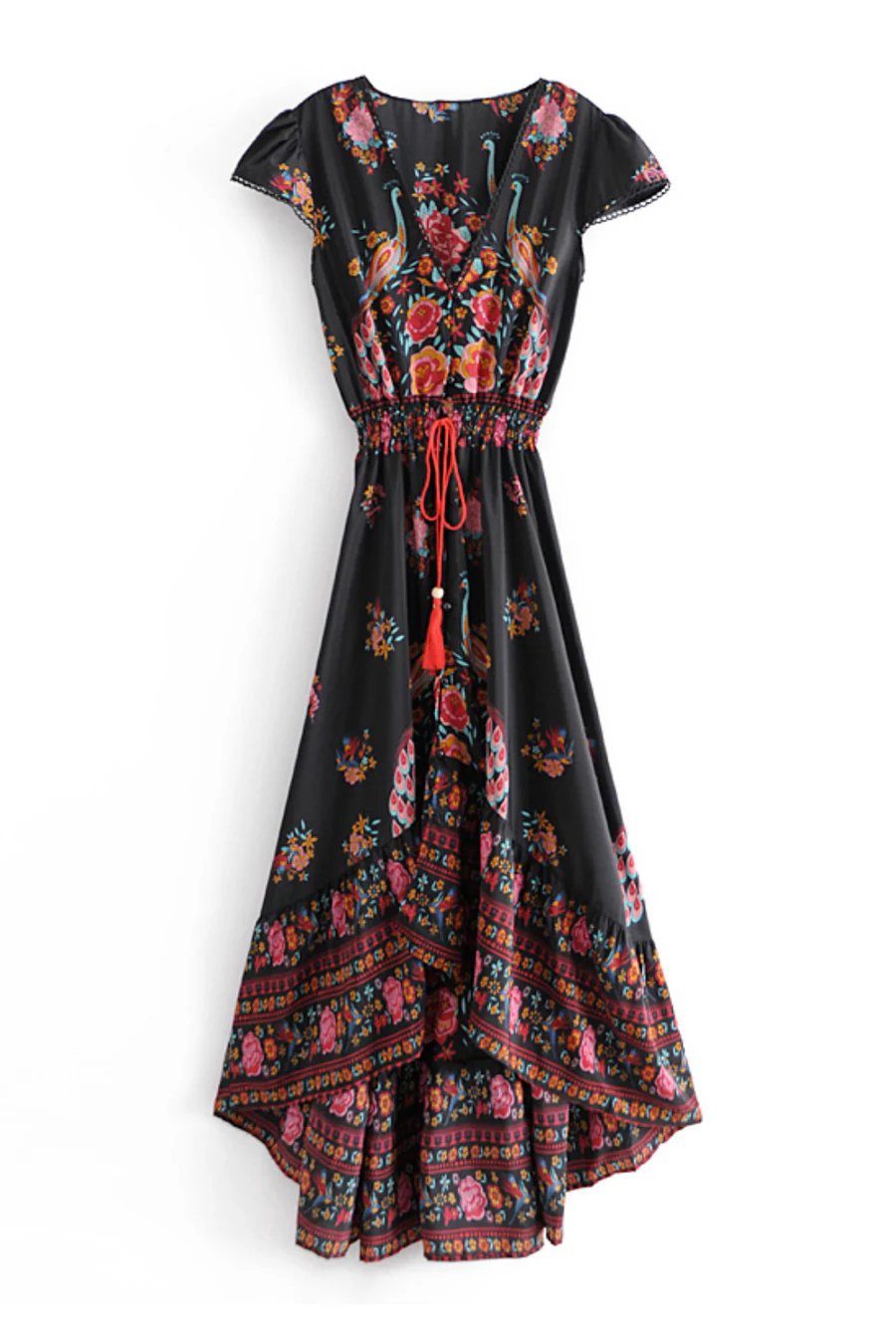 Irina – Sommerliches Boho-Blumenkleid für Damen Schwarz