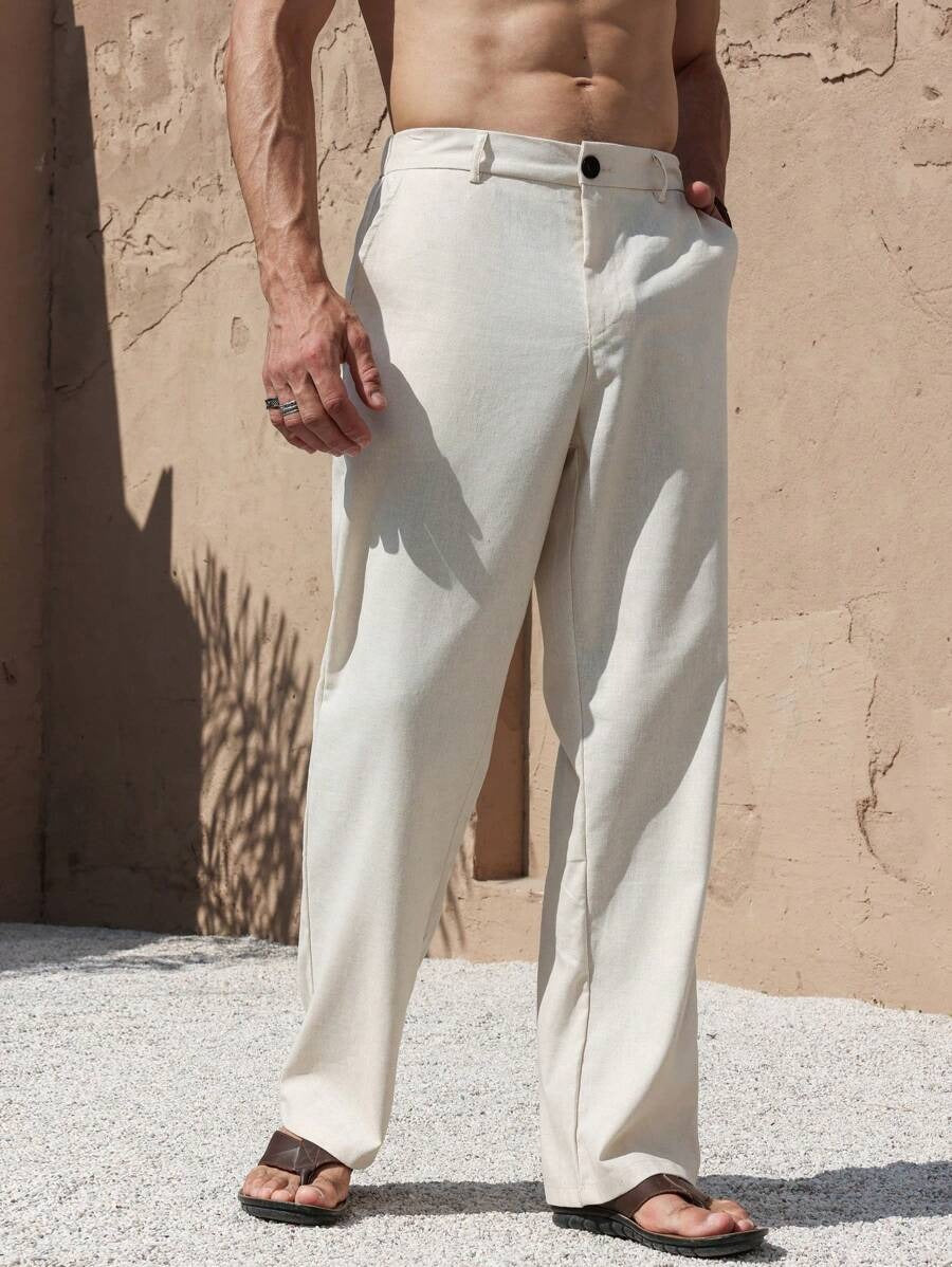 Ivan – Leinenhose Herren Weiß Lässig Gerade Sommerleicht