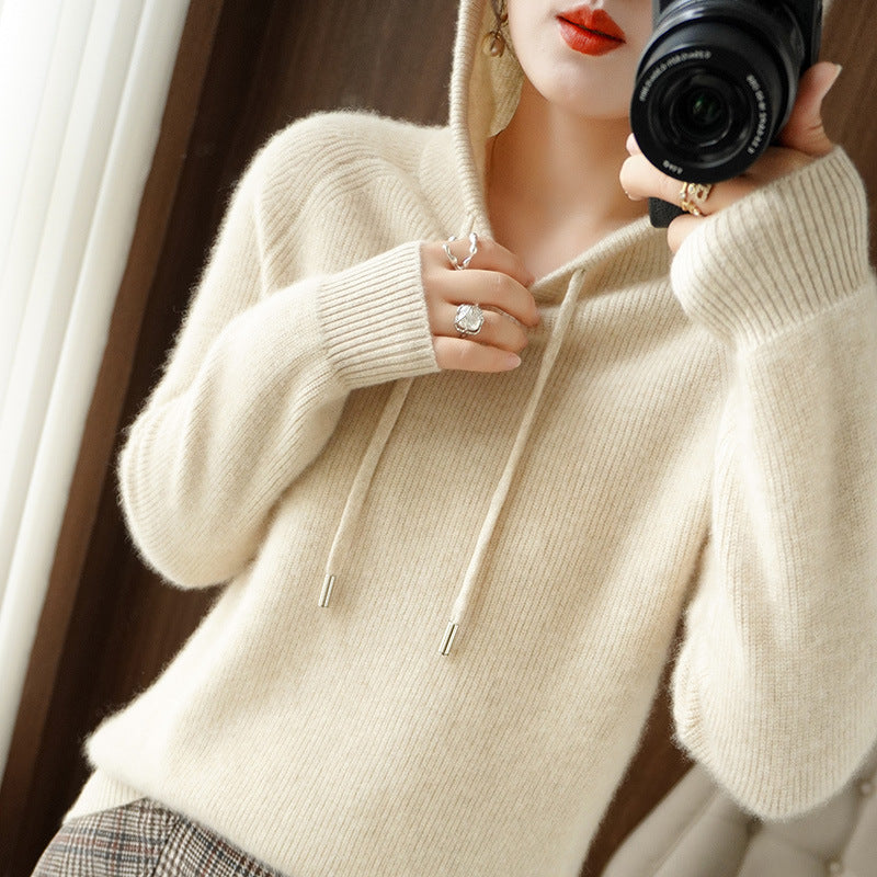 Jamila - Bequemer Kaschmir-Pullover mit Kapuze