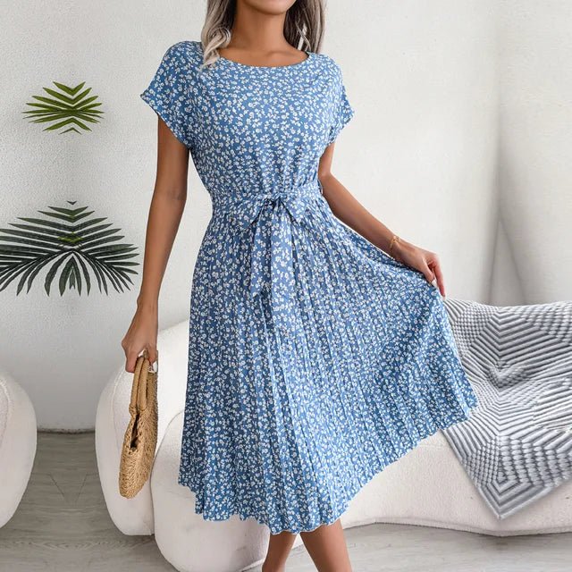 Janina-Plissiertes Kleid Hellblau