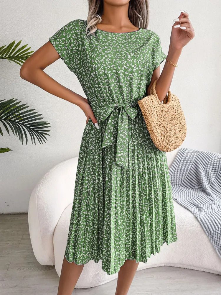 Janina-Plissiertes Kleid Hellgrün