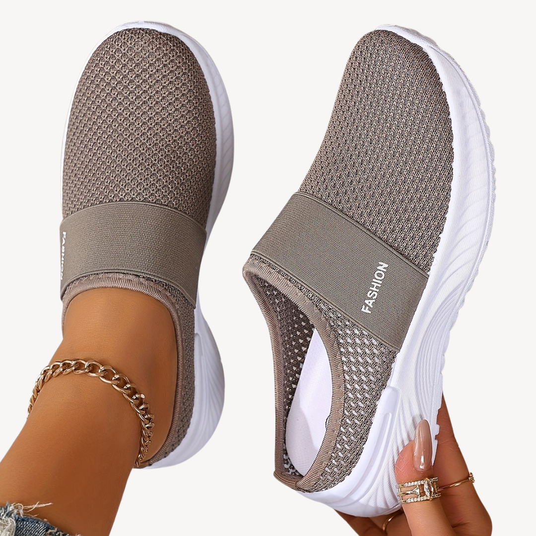 Janina – Orthopädische Damen-Slip-On Sneaker aus Mesh Khaki