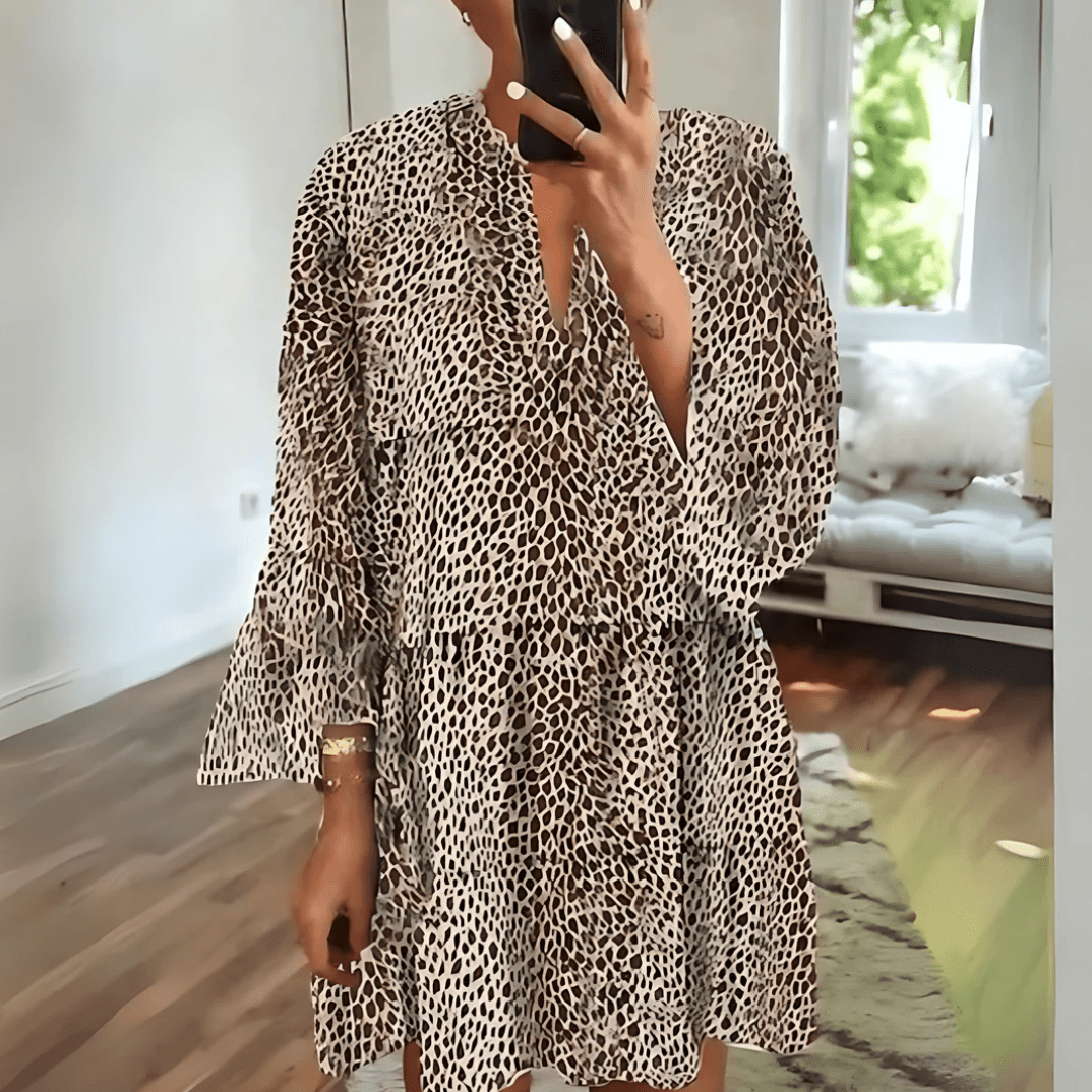 Jasmine-Kleid mit Leopardenmuster Weiß 1