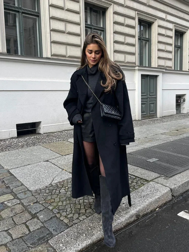 Jemma - Oversized Wollmantel Schwarz