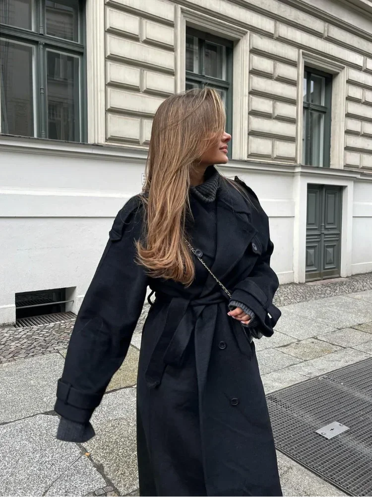 Jemma - Oversized Wollmantel Schwarz 2
