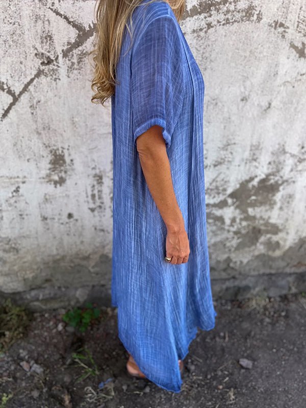 Jessica- Midikleid V-Ausschnitt Blau 3