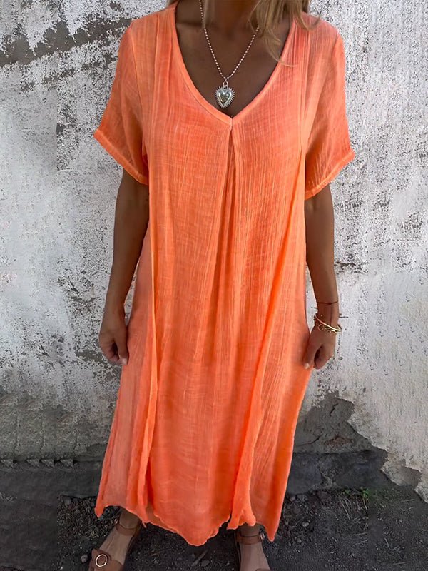 Jessica- Midikleid V-Ausschnitt Orange 1