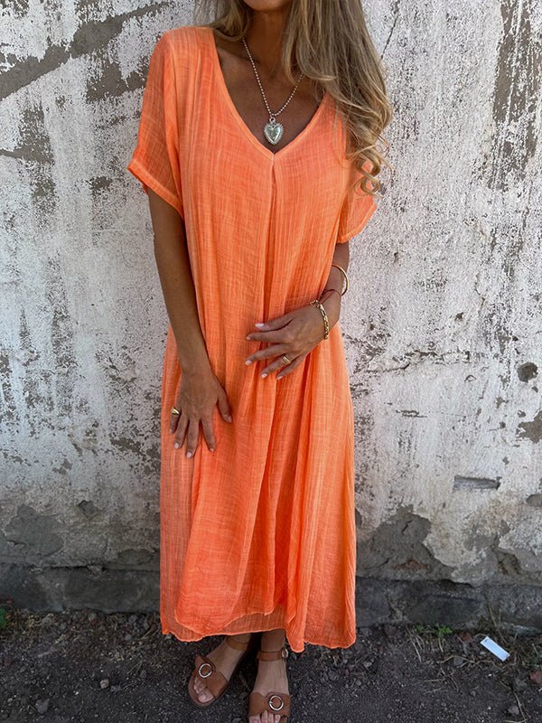 Jessica- Midikleid V-Ausschnitt Orange 2