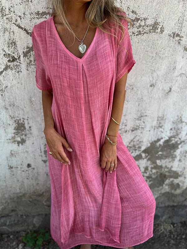 Jessica- Midikleid V-Ausschnitt Rosa