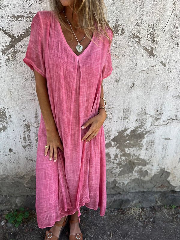 Jessica- Midikleid V-Ausschnitt Rosa 1