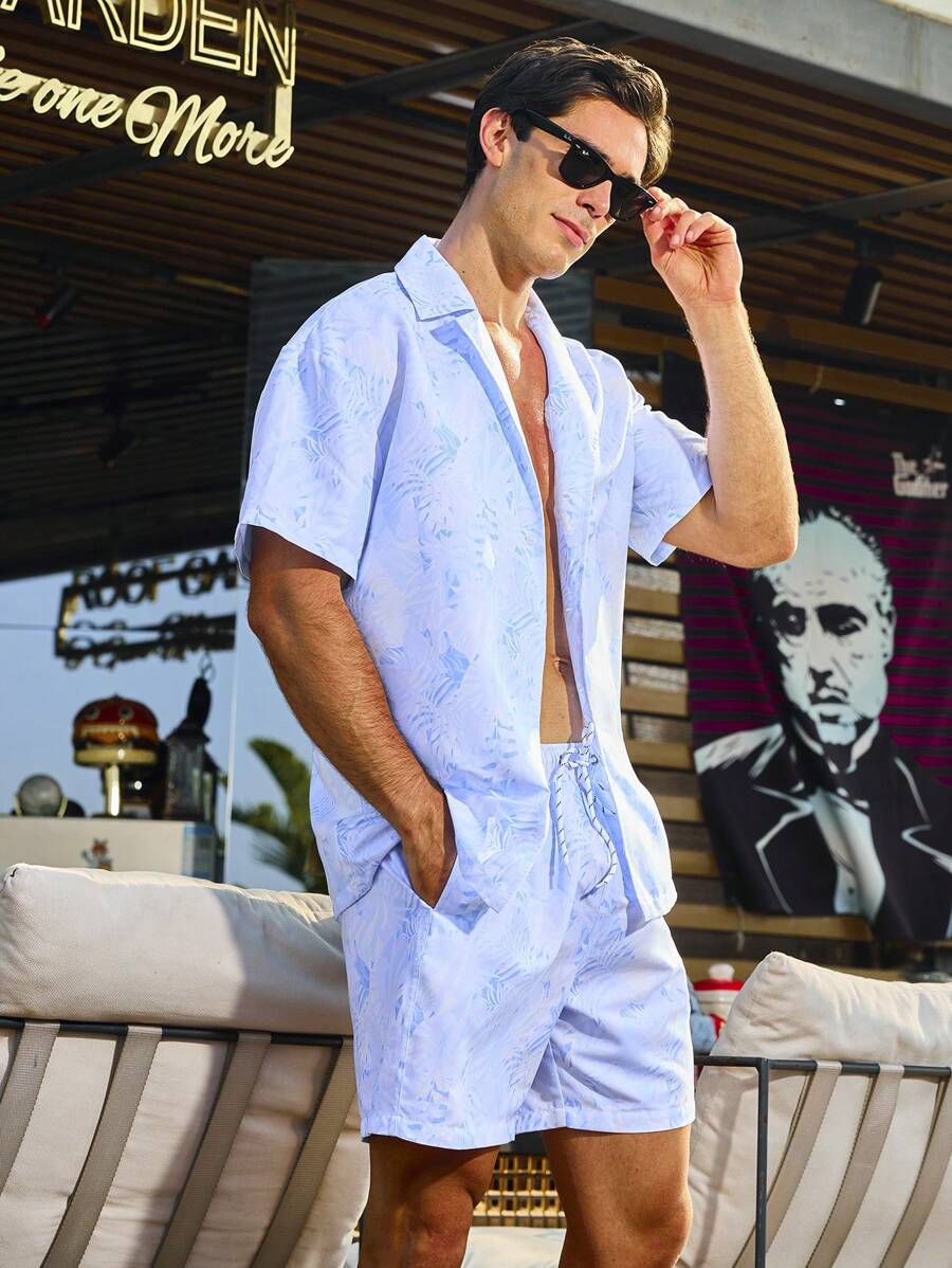 Johann – Herren Set Mit Pflanzenhemd Und Shorts Strandurlaub 6