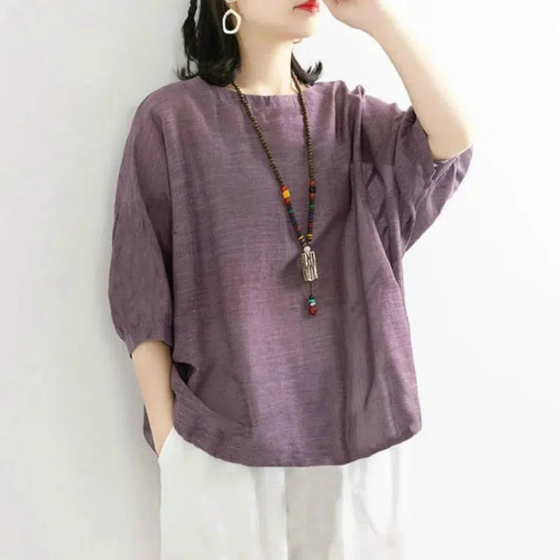 Jonna – Einfarbiges Damen-T-Shirt im lässigen Stil Lila