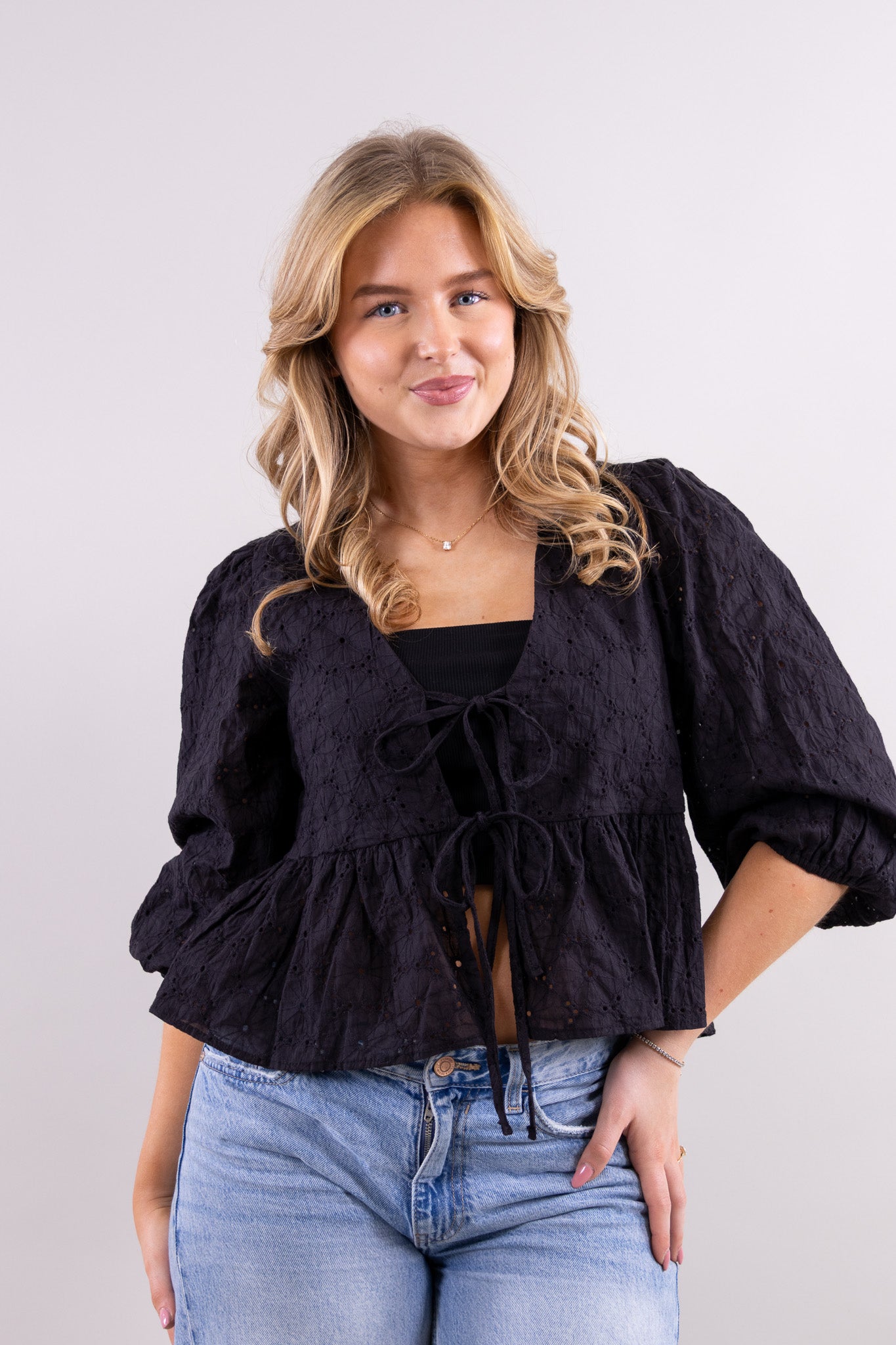 Käte - Elegante Damenbluse im Chloe Stil Schwarz