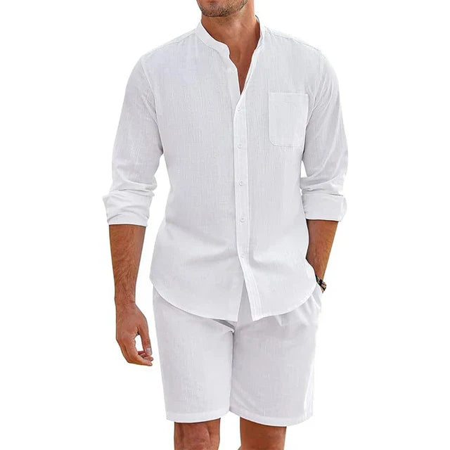Kai - Freizeithemd und Shorts Set für Herren WeiB