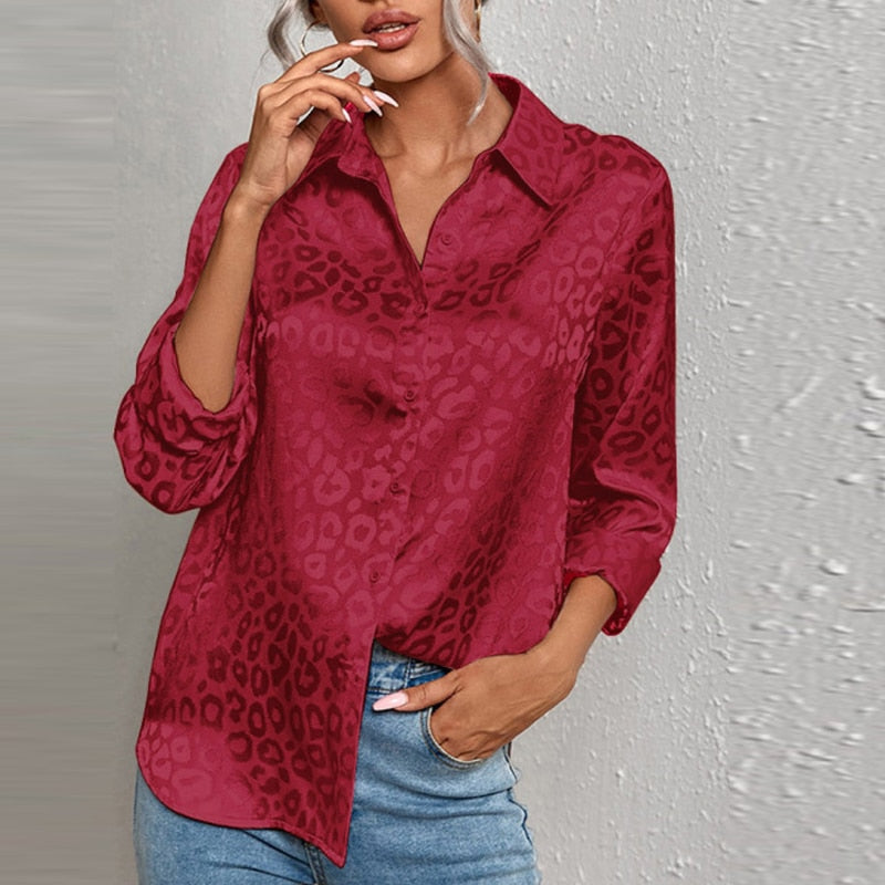 Karina - Elegante Damenbluse mit Luxuriösem Druck Rot