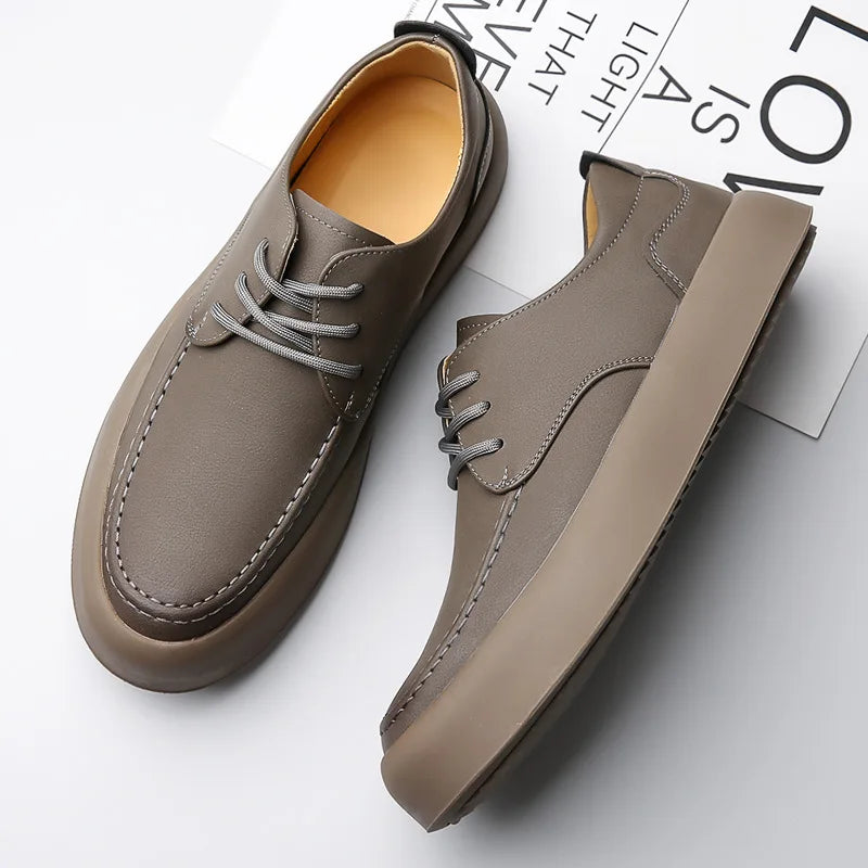 Karl- Hochwertige Herren Leder Sneaker Grau