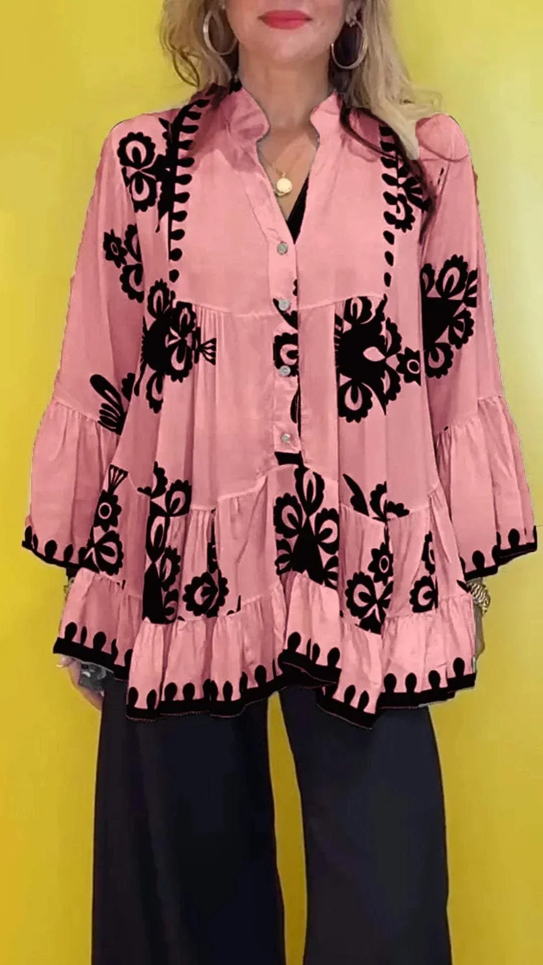 Karmela- Lässige Fließende Bluse Rosa