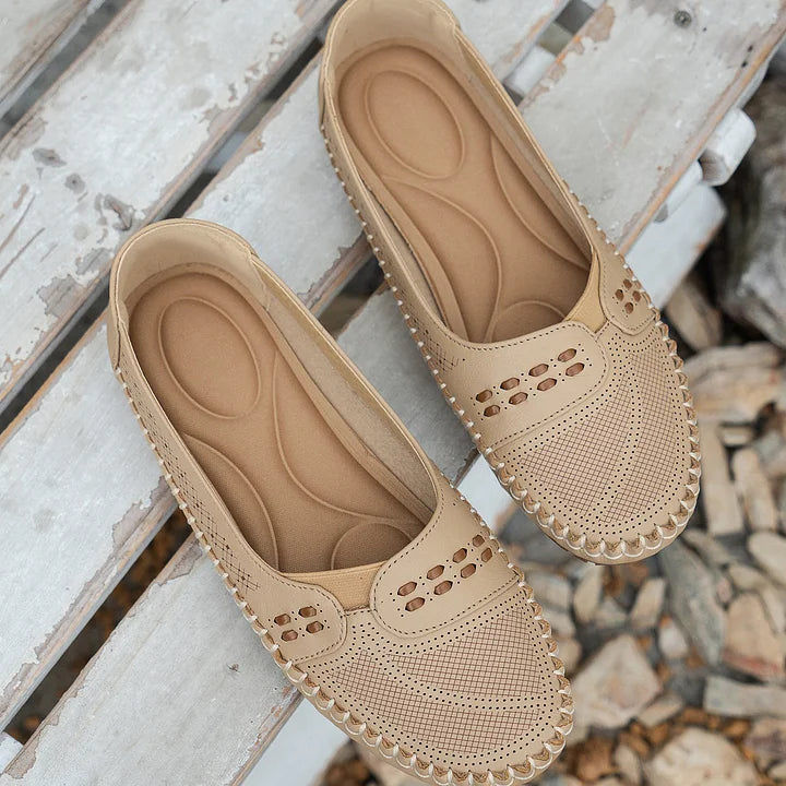 Kasimira - Sommerliche Damen Halbschuhe mit Komfortsohle Beige