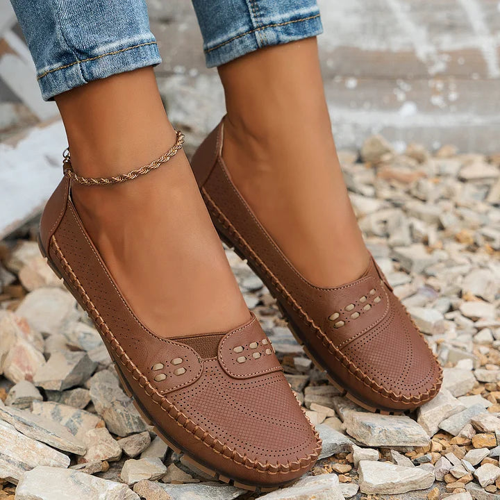Kasimira - Sommerliche Damen Halbschuhe mit Komfortsohle Braun