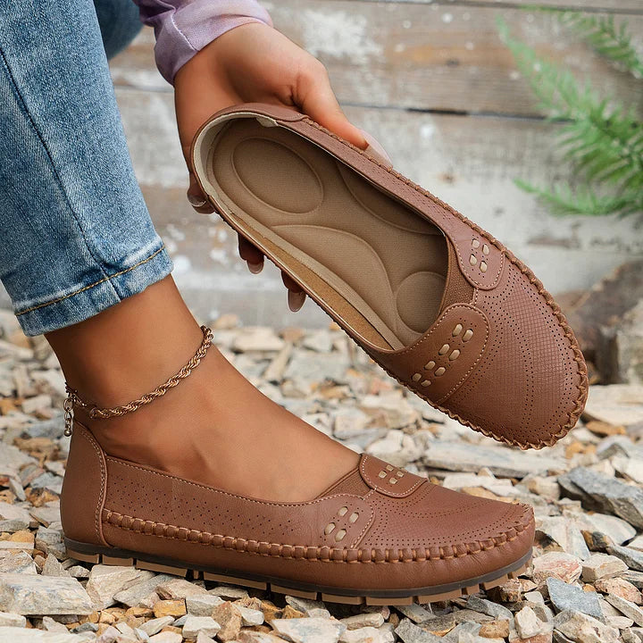 Kasimira - Sommerliche Damen Halbschuhe mit Komfortsohle Braun