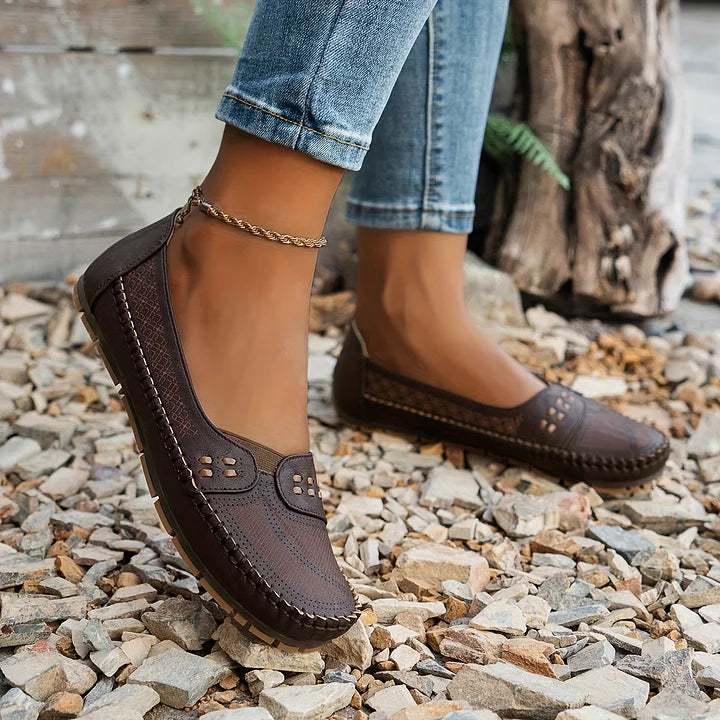 Kasimira - Sommerliche Damen Halbschuhe mit Komfortsohle Kaffee